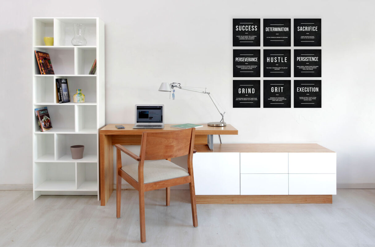 Desk and bookcase